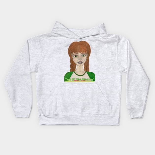 Lass With Red Hair and Green Eyes, Top O’ the Mornin’ Kids Hoodie by LuvbuzzArt